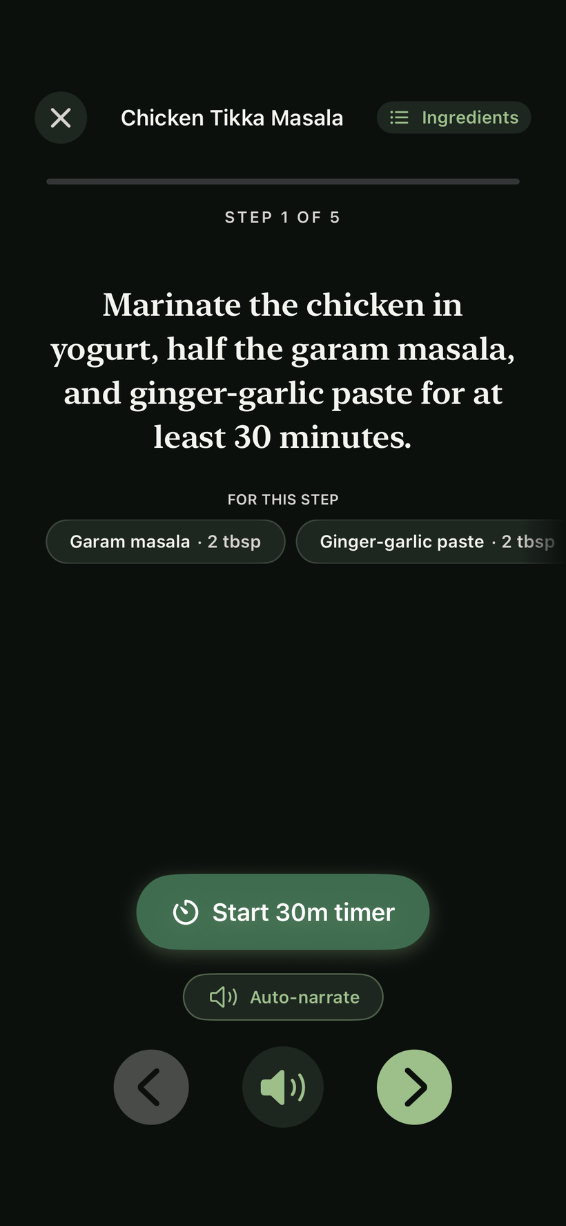 Cooking mode, dark mode