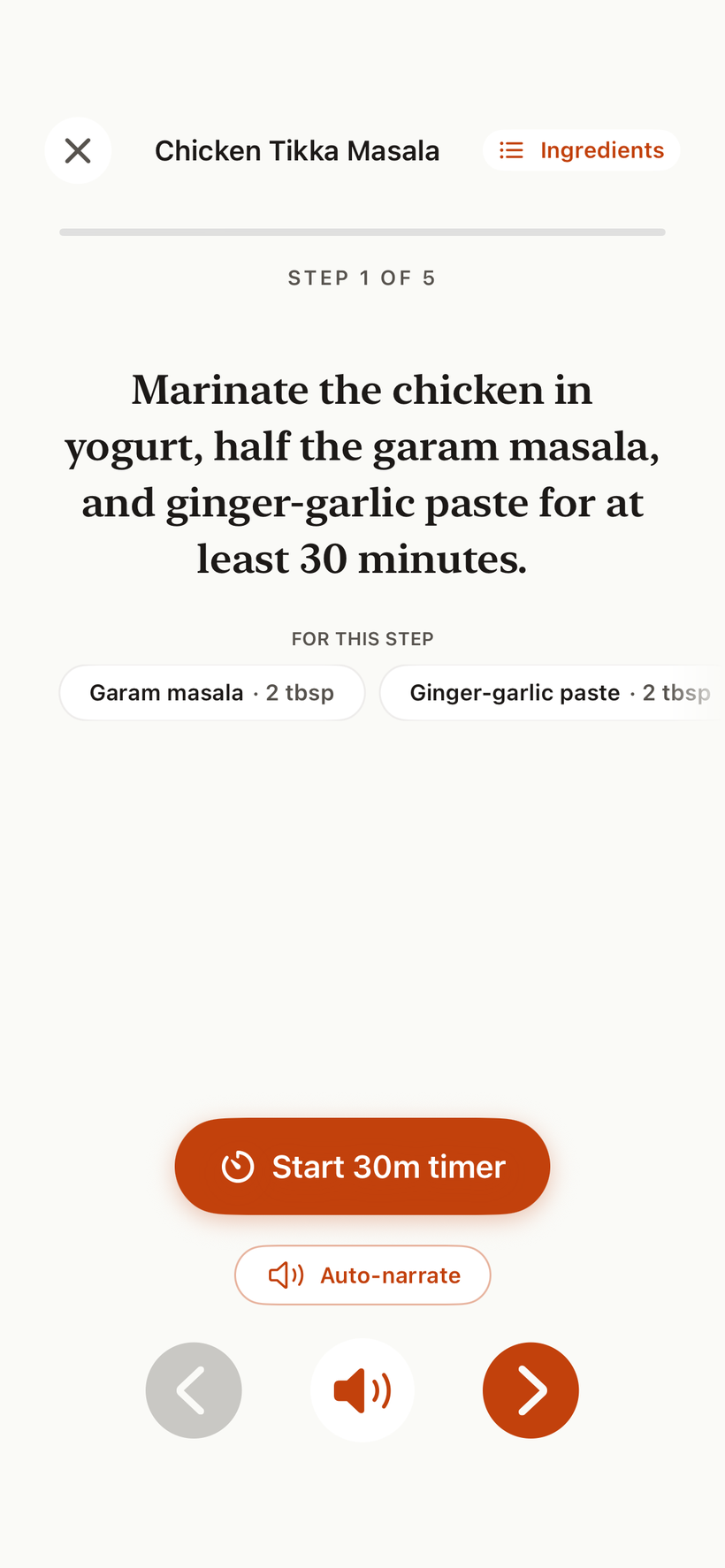 Cooking mode, light mode