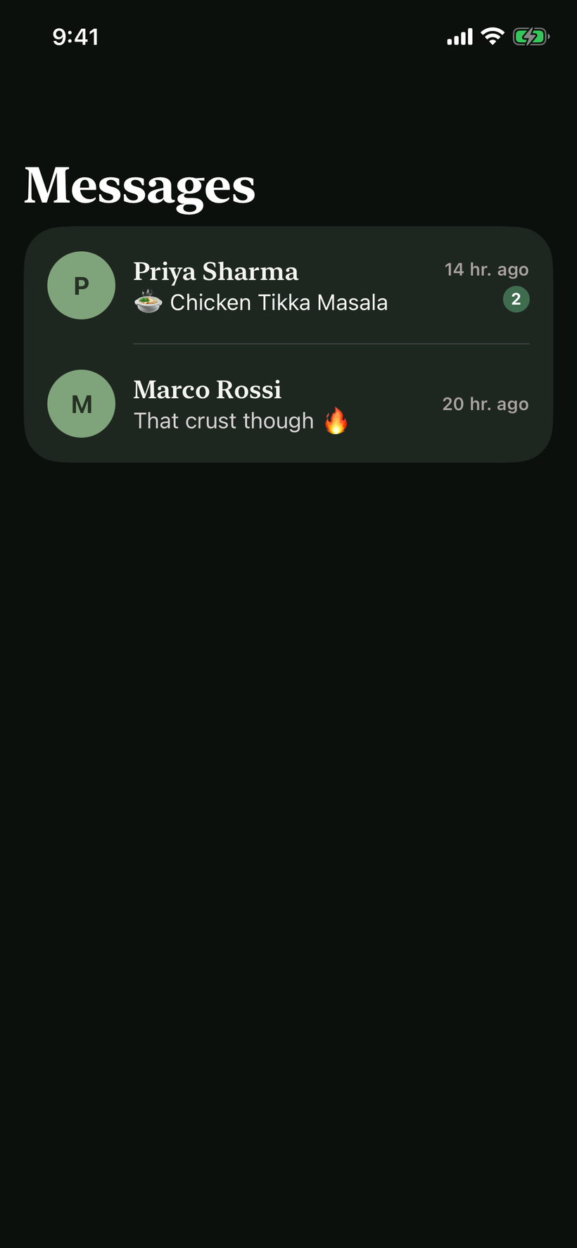 Messages, dark mode